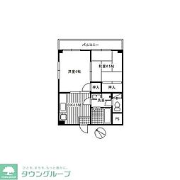 東山コーポ 2階2DKの間取り