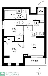 プレセダン千駄木 2DKの間取図画像
