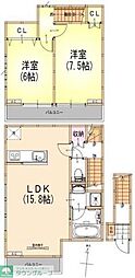 サンライズ池袋 2LDKの間取図画像