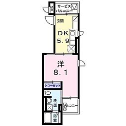 JR東海道本線 藤沢駅 徒歩22分の賃貸マンション 4階1DKの間取り