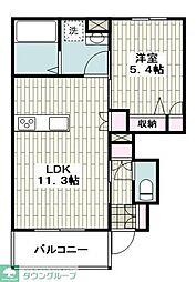JR東海道本線 平塚駅 バス10分 桜ケ丘下車 徒歩2分の賃貸マンション 1階1LDKの間取り