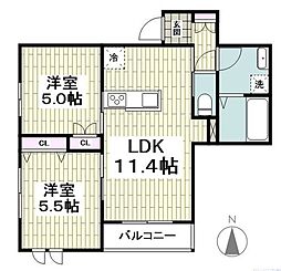 メゾンコンフォール1 2LDKの間取図画像