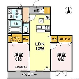 アムール 2LDKの間取図画像