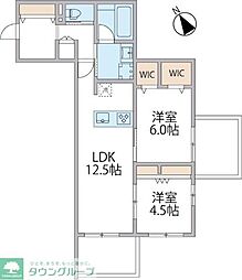 パークアヴェニュー湘南辻堂 北棟 2LDKの間取図画像