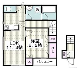 SeaofRose小林 1LDKの間取図画像