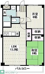 クィーンズタウン1番館 2LDKの間取図画像
