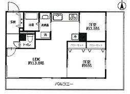プレジデント38 4階2LDKの間取り