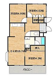 トゥエルコート新富士 3LDKの間取図画像