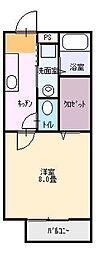 リジェールアラモード 1Kの間取図画像