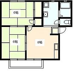 パナハイツ東雲 2DKの間取図画像