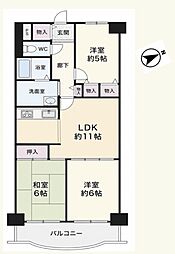 明石土山駅前スカイハイツB棟 3LDKの間取図画像