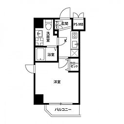 JR南武線 平間駅 徒歩4分の賃貸マンション 8階1Kの間取り