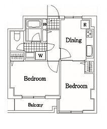 京急本線 鶴見市場駅 徒歩3分の賃貸マンション 6階2DKの間取り