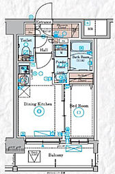 JR南武線 尻手駅 徒歩4分の賃貸マンション 2階1DKの間取り