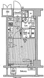 ガーラ・ステージ武蔵小杉 1Kの間取図画像