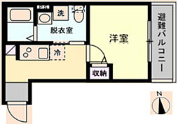 ベイルーム浜町 1Kの間取図画像