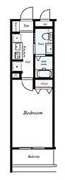 ライジングプレイス桜木町二番館 1Kの間取図画像