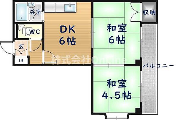 マンション友 ｜大阪府東大阪市大蓮南5丁目(賃貸マンション2DK・2階・38.00㎡)の写真 その2