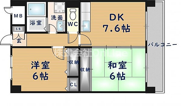 イーストヒル長田 ｜大阪府東大阪市長田3丁目(賃貸マンション2DK・2階・51.30㎡)の写真 その2