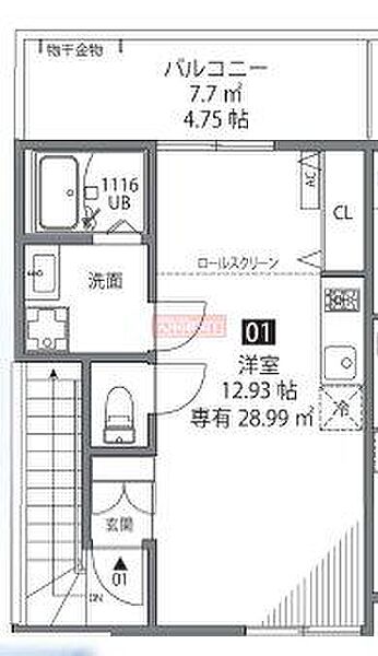 グランエッグス用賀 01｜東京都世田谷区上用賀５丁目(賃貸アパート1LDK・3階・28.99㎡)の写真 その2