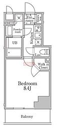 レジディア三軒茶屋III 8階1Kの間取り