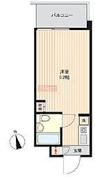 ユーコート上馬 5階ワンルームの間取り