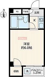 東急東横線 祐天寺駅 徒歩8分の賃貸マンション 4階ワンルームの間取り