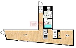 モンクレ桜新町 3階ワンルームの間取り