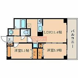 ガーデンコート碑文谷 4階2LDKの間取り