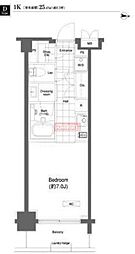 プライムアーバン目黒大橋ヒルズ 6階1Kの間取り