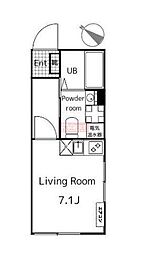 フェリーチェ駒沢大学 2階ワンルームの間取り