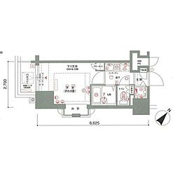 ロイヤルアメニティー池尻大橋 4階1Kの間取り