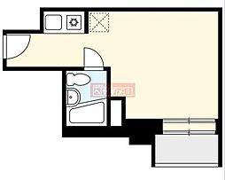 大橋スカイハイツ 4階ワンルームの間取り