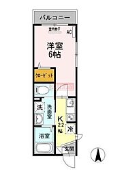 ウィステリア世田谷 2階1Kの間取り