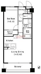 ベルメリッサ 1階1LDKの間取り