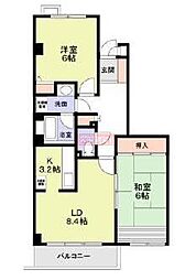 コスモリード三軒茶屋 3階2LDKの間取り