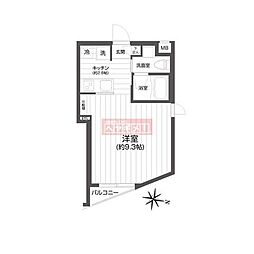 メイクスデザイン用賀 3階1Kの間取り