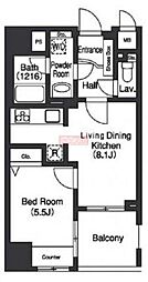 プライムアーバン中目黒2 1LDKの間取図画像