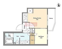 ベルファース三軒茶屋 1DKの間取図画像