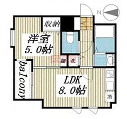 メゾン・ド・ヴィレ三軒茶屋 1LDKの間取図画像