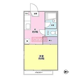 シャルム祐天寺 1Kの間取図画像