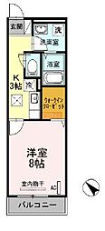 リブラ 1Kの間取図画像