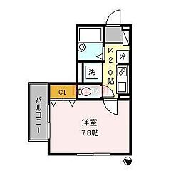 カサモラーダ 1Kの間取図画像