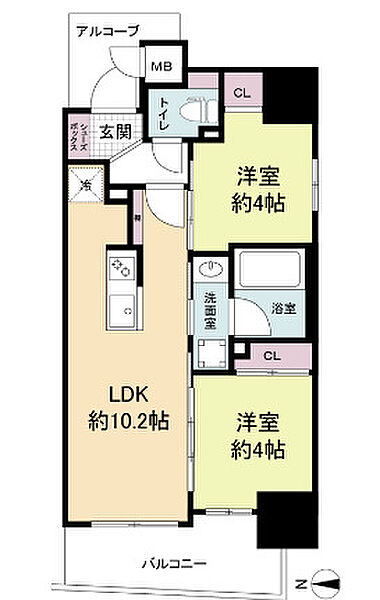 大阪府大阪市福島区海老江1丁目(賃貸マンション2LDK・5階・41.83㎡)の写真 その2