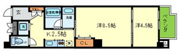 日本橋コゥジィアパートメント ｜大阪府大阪市中央区日本橋1丁目(賃貸マンション2K・6階・35.00㎡)の写真 その2