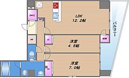 セイワパレス森ノ宮中央 8階2LDKの間取り