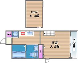 LaCASA新深江 8階1Kの間取り