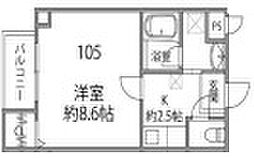 ソリティア桃谷 1階1Kの間取り