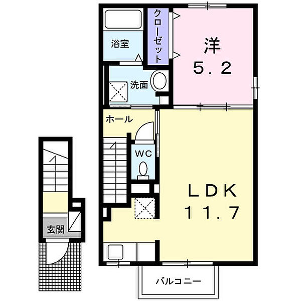 ラスティア 206｜愛知県豊川市蔵子6丁目(賃貸アパート1LDK・2階・43.32㎡)の写真 その2