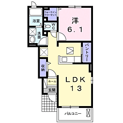 レジデンス　オオギI 1階1LDKの間取り